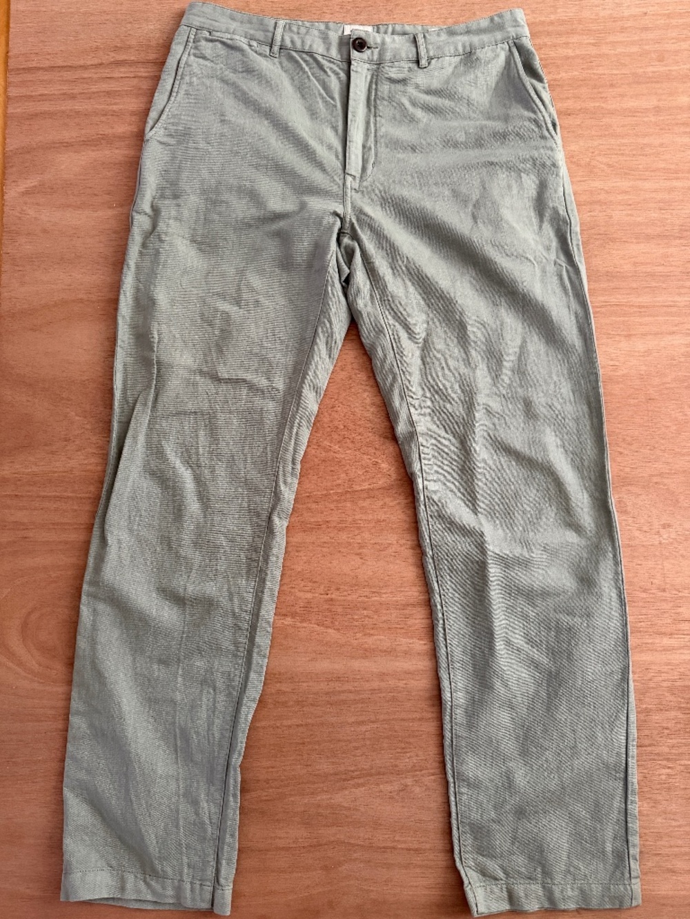 Flint and Tinder cotton linen straight fit pants men's size 33 green casual